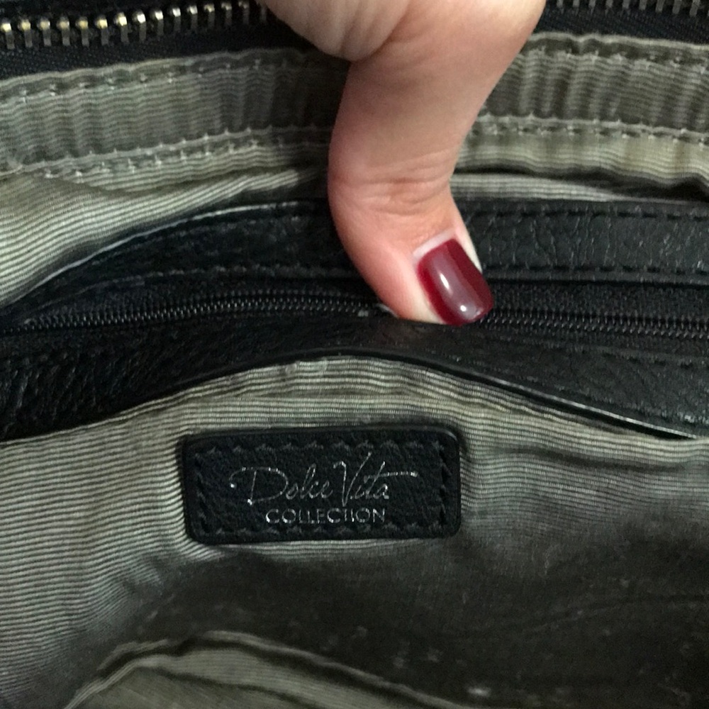 DOLCE VITA Black Leather Embossed Handbag/Satchel - Picture 7 of 8